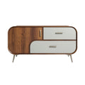 Moderne houten ladekast met twee lades en een deur